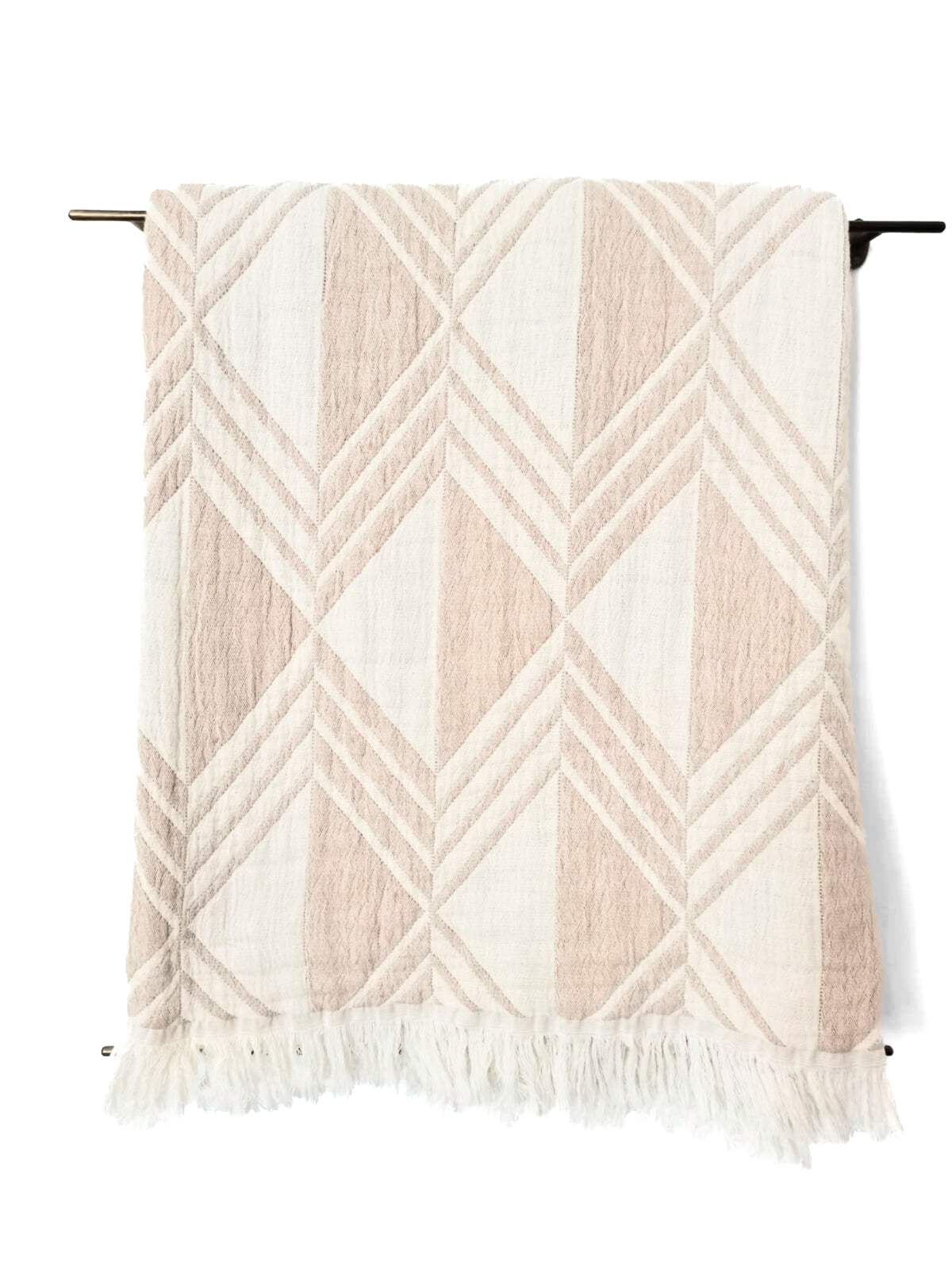 Linge de maison _ Jeté ivoire et taupe chevrons (Portugal)