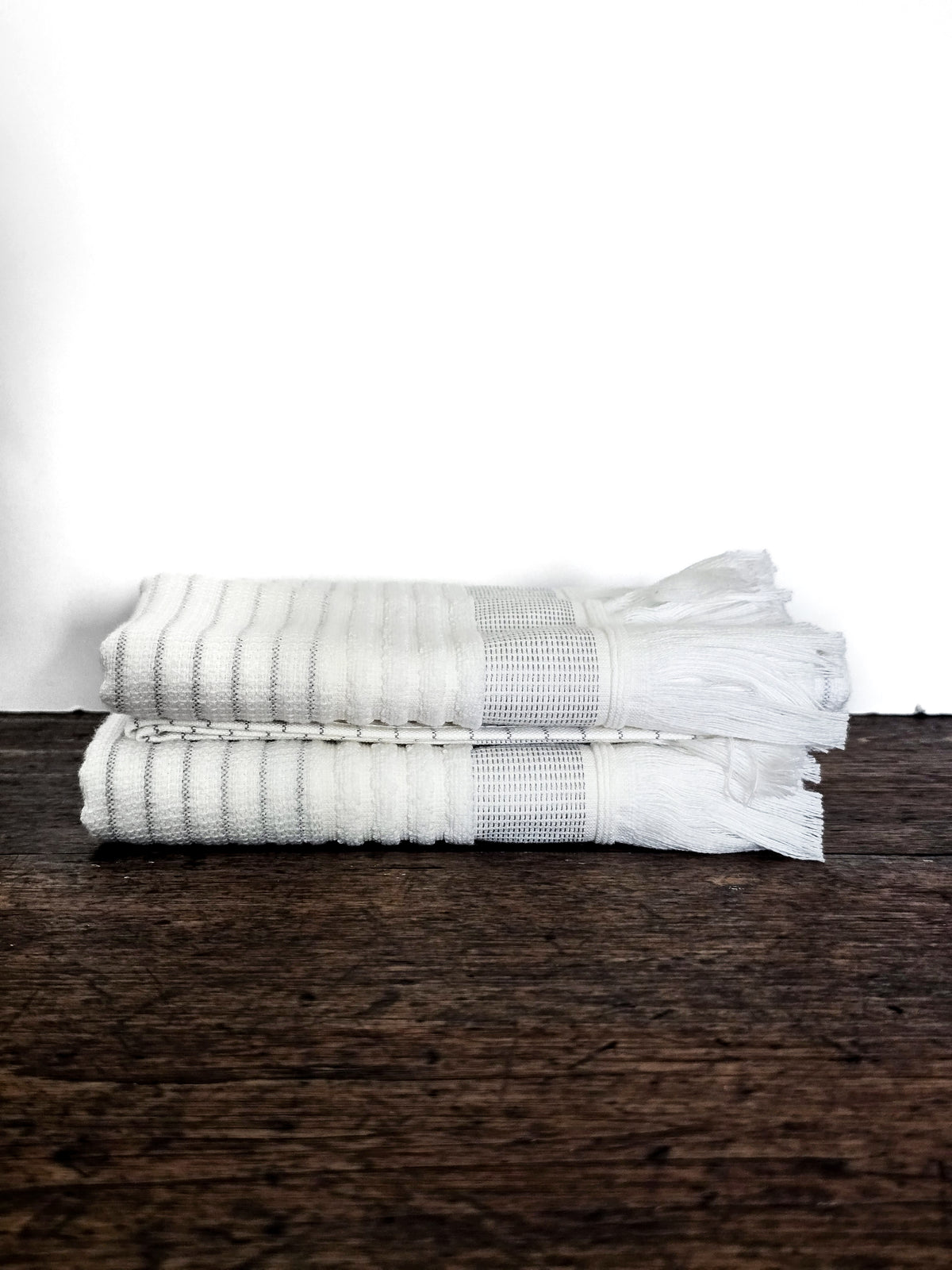 Linens _ Hand towel _ White, light grey pinstripes