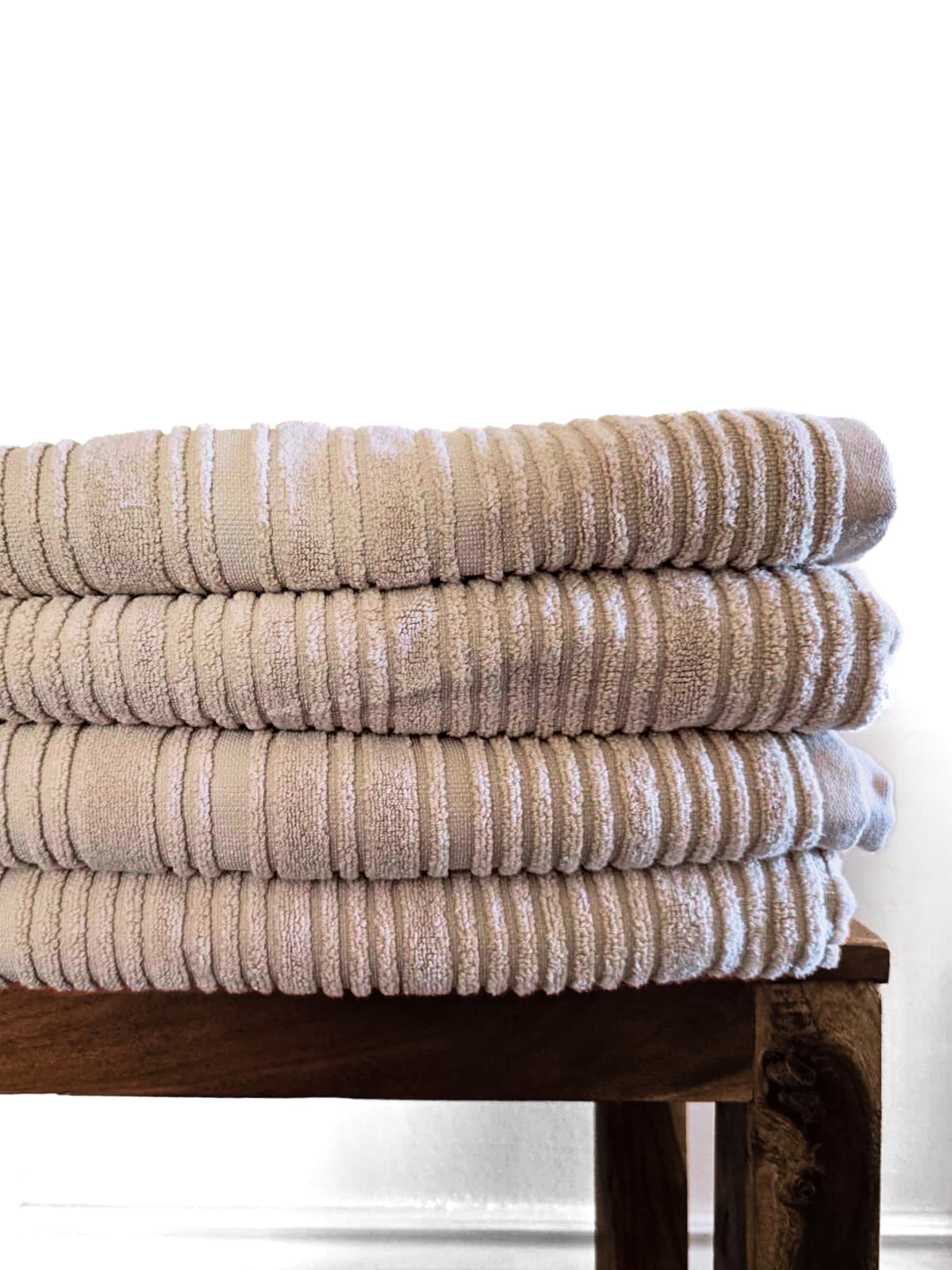 Linge de maison _ Serviette de bain _ Beige relief rayé