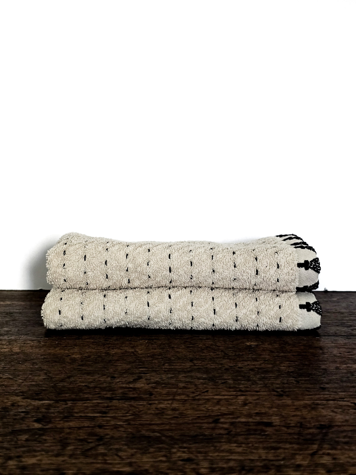 Linens _ Hand towel _ Beige, black details