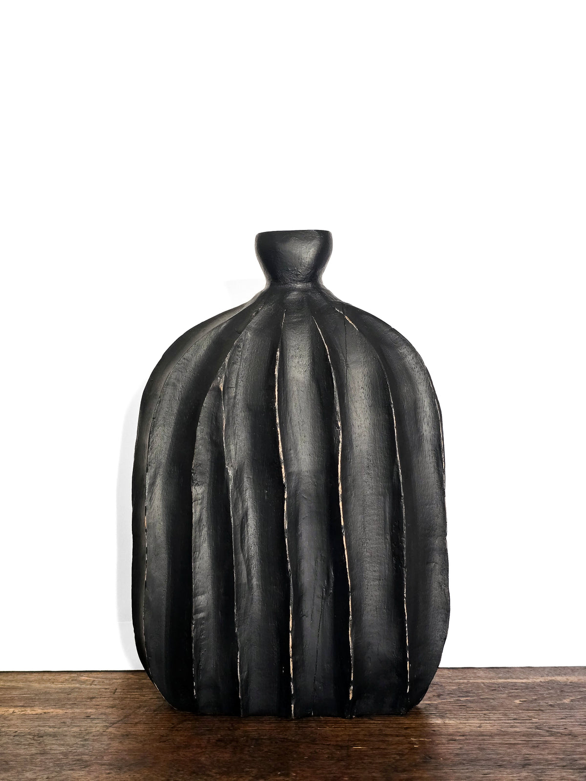 Accessories _ Black carved wooden vase