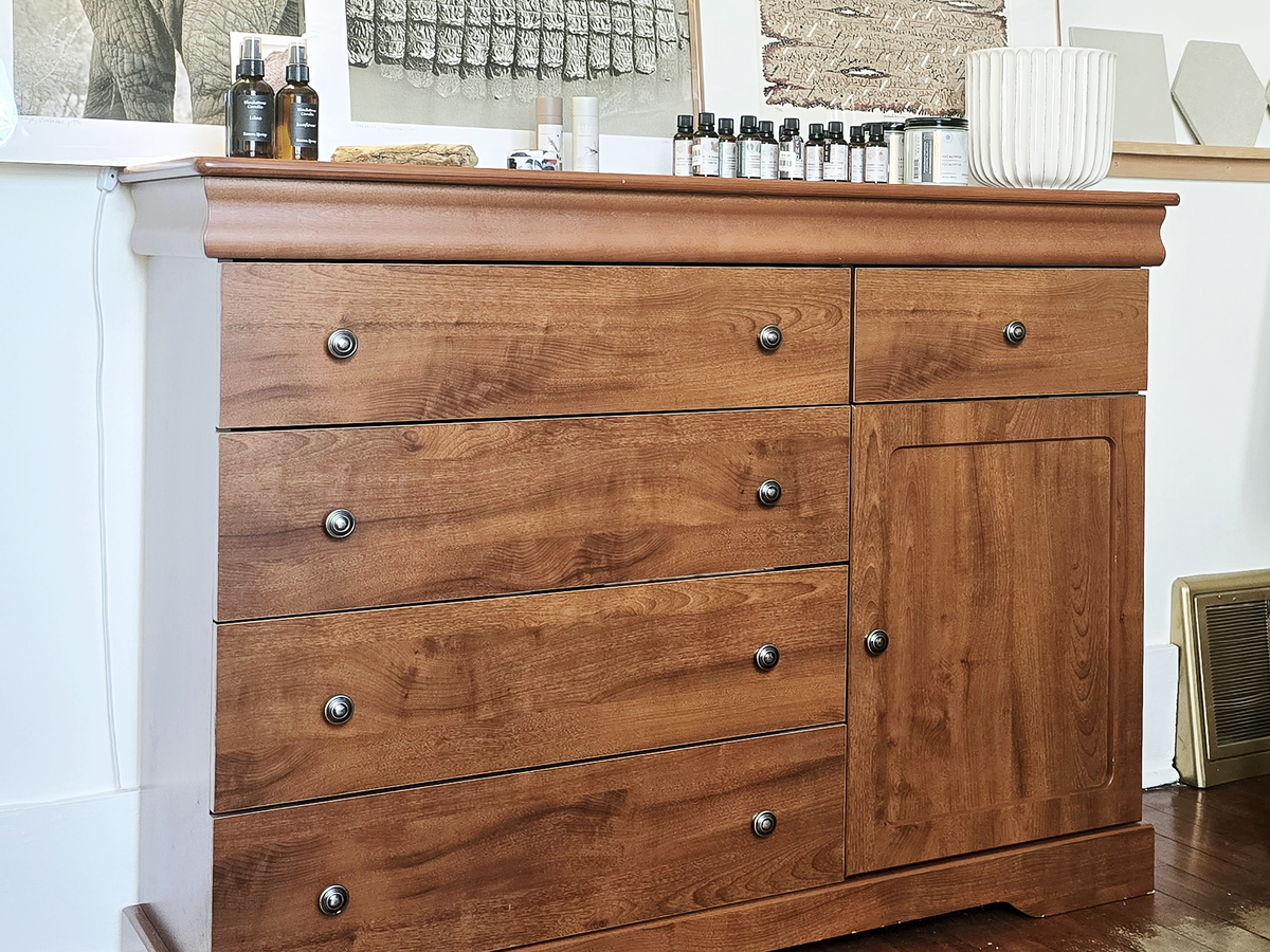 Furniture _ Medium brown wooden chest of drawers