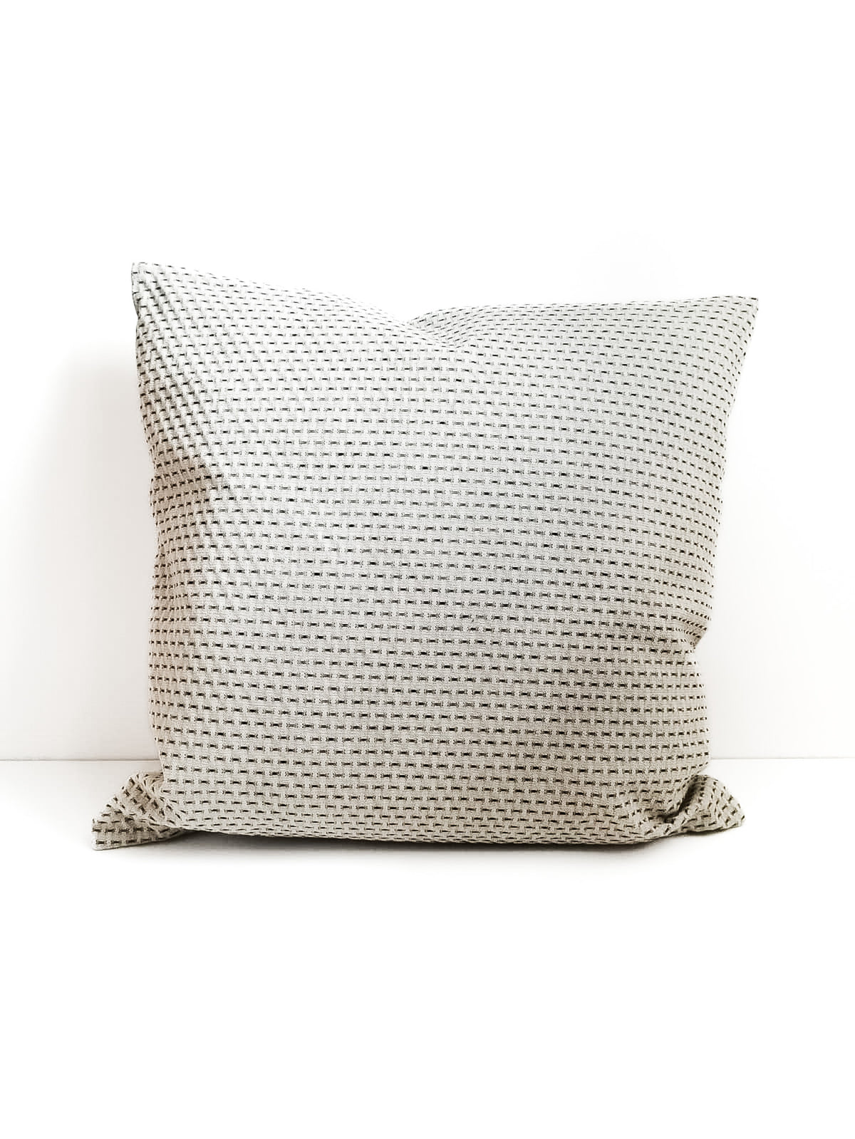 Coussin de Grèce _ Beau tissé écru tiret noir