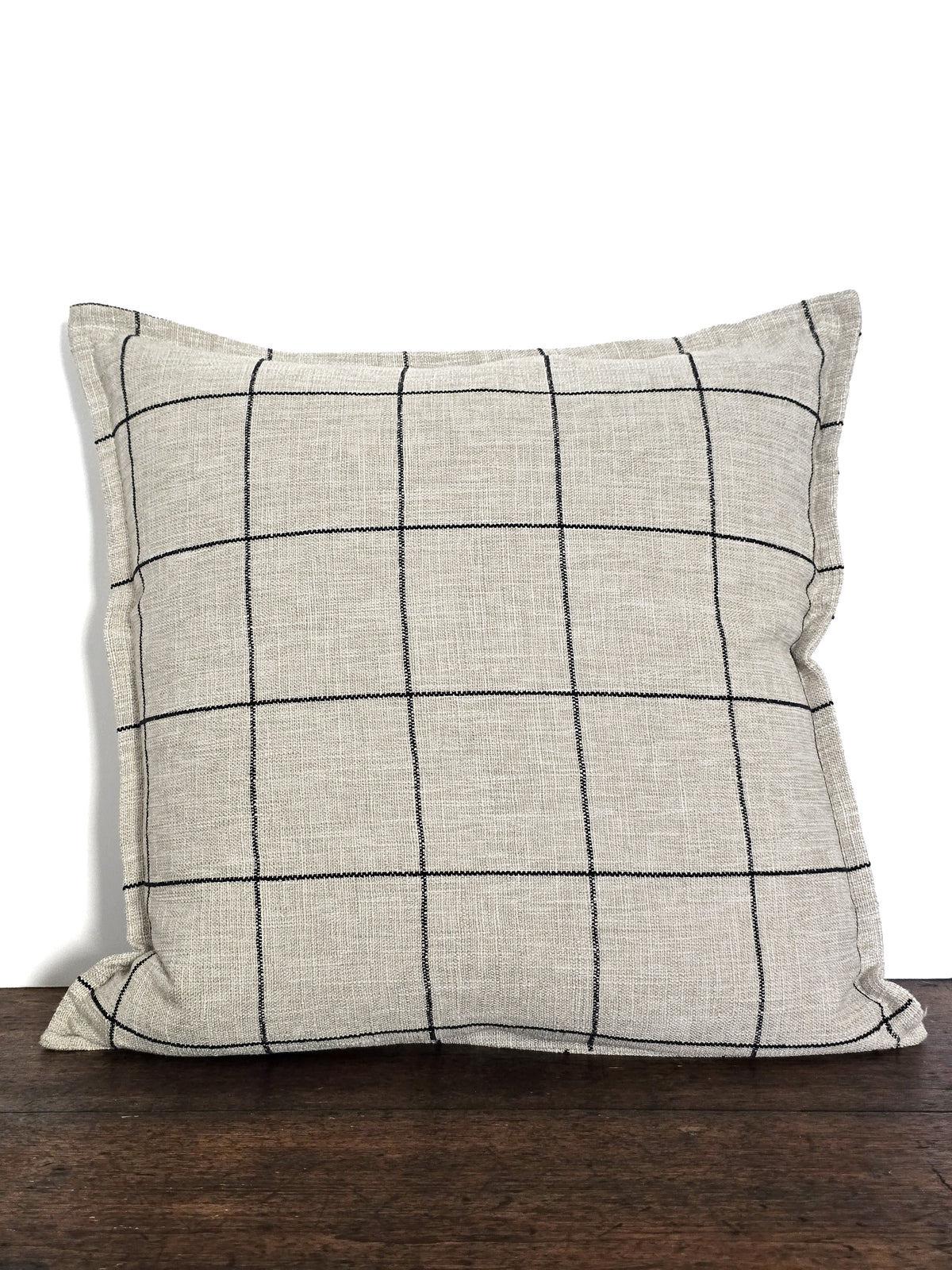 Coussin _ Beige carreaux noirs _ 20 x 20