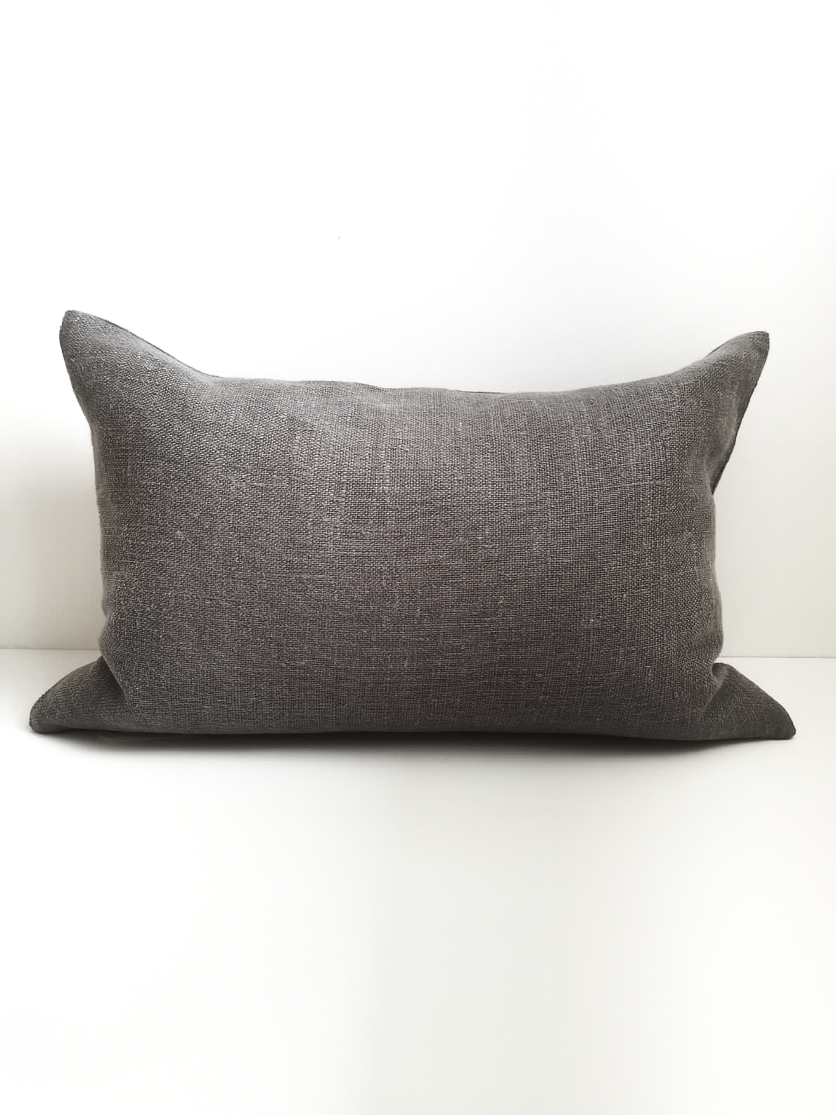 Coussin de Grèce _ Beau jute gris foncé/blé _ 16 x 24