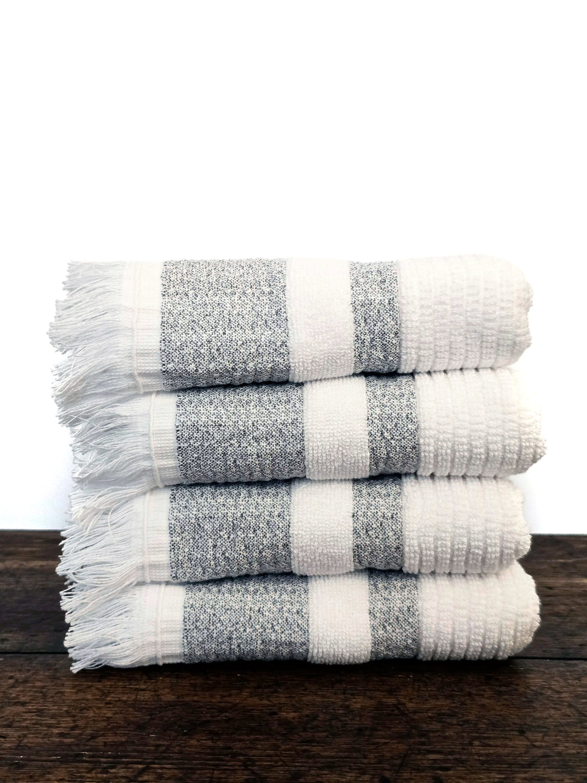 Linge de maison _ Serviette à main _ Blanc et gris