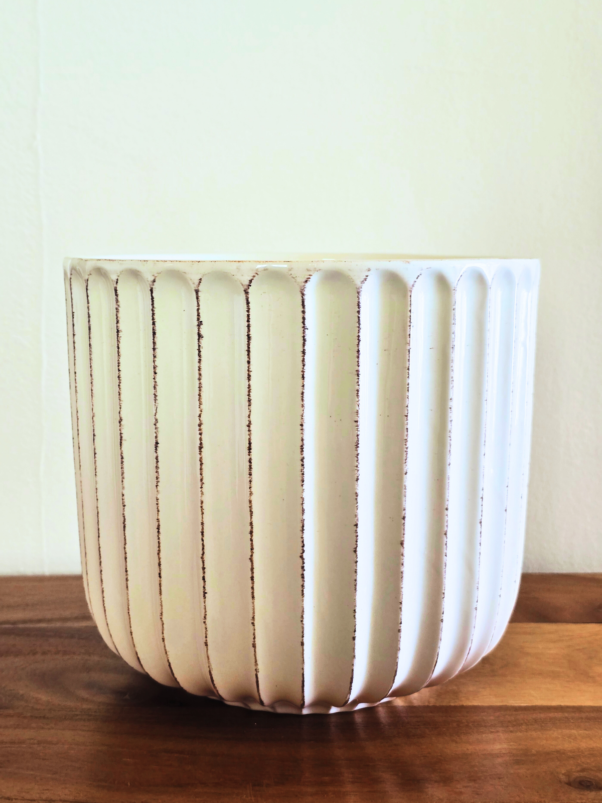 Accessories _ White flowerpot with brown lines