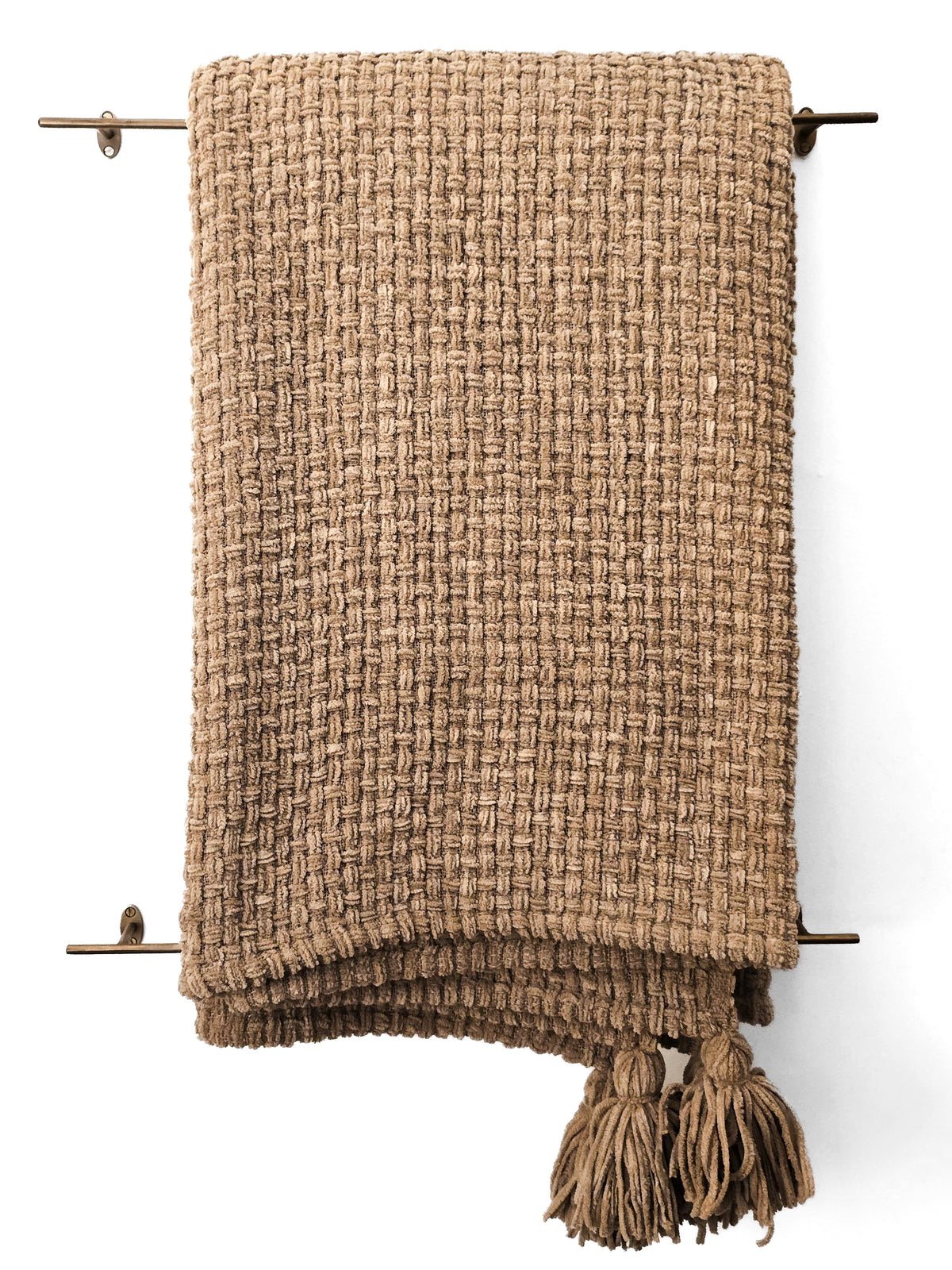 Linge de maison _ Jeté brun à pompom