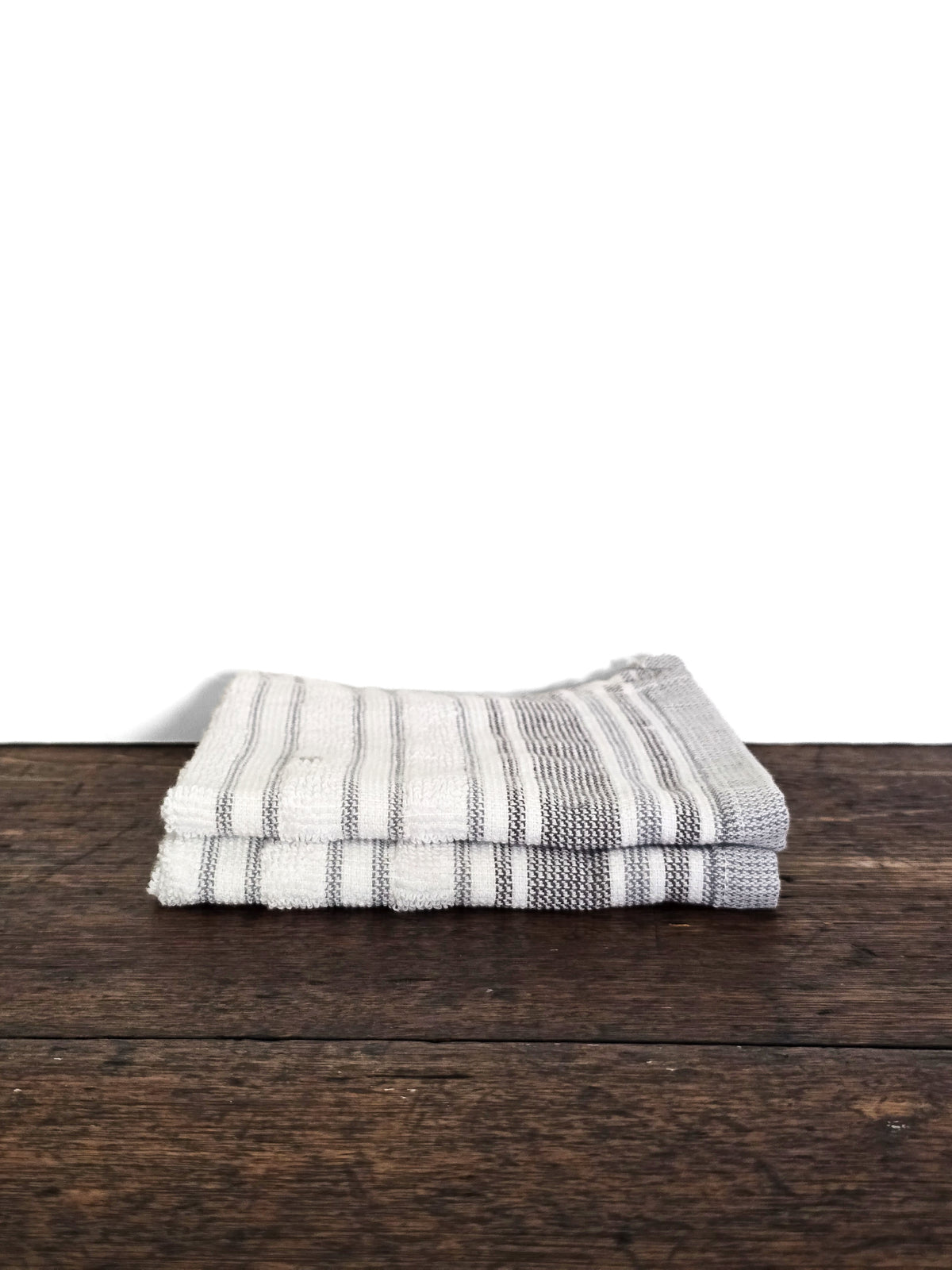 Linge de maison _ Cuisine _ Lavette de comptoir blanche rayures grises