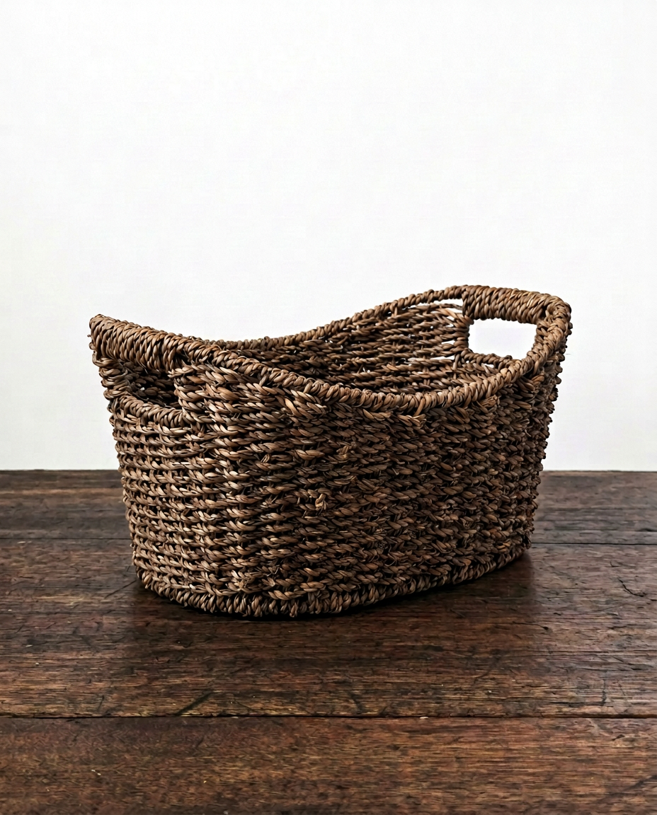 Accessoires _ Grand Panier en forme de bateau tressé