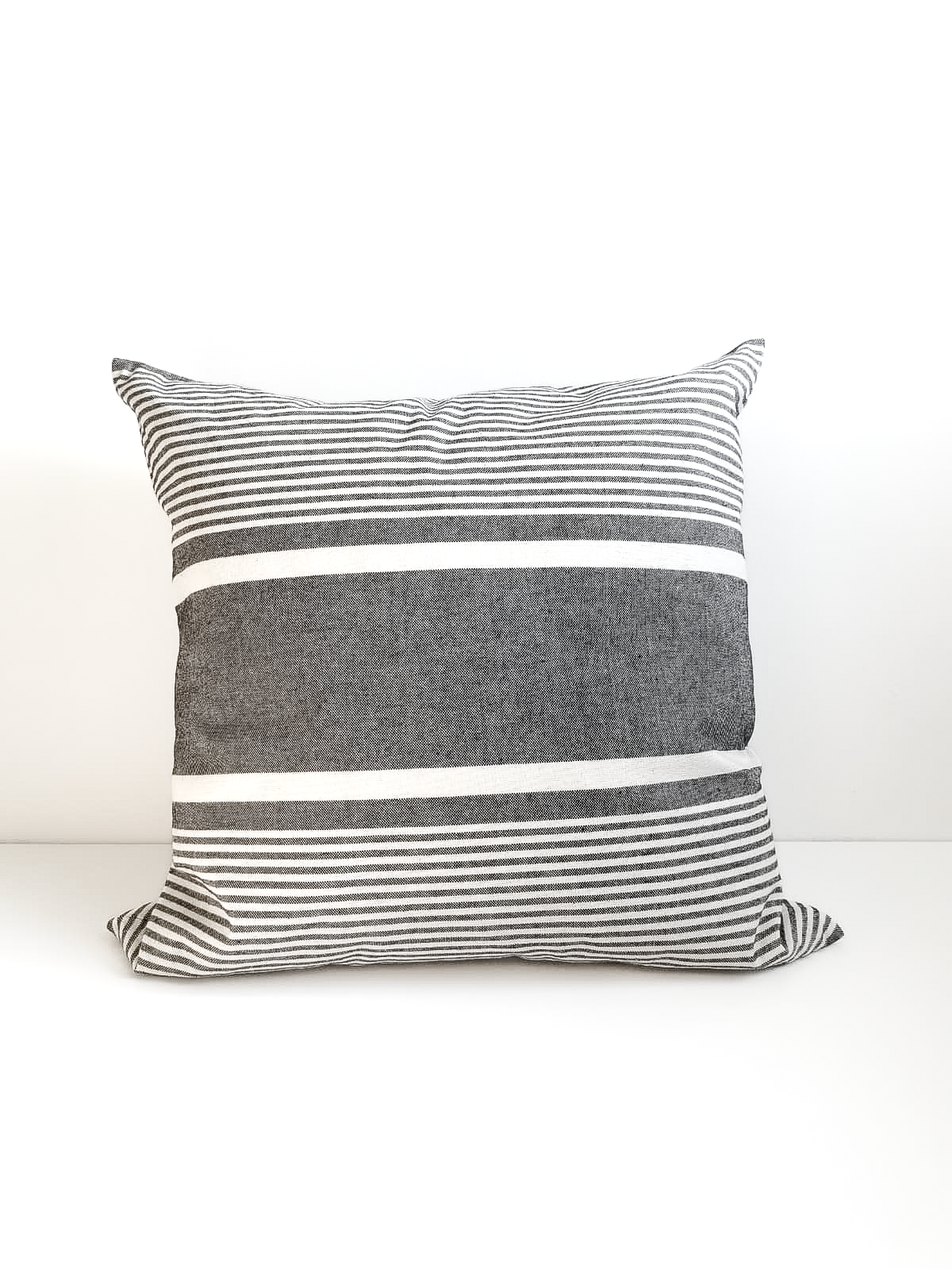 Cushion from Greece _ Beautiful gray canvas lined stripe