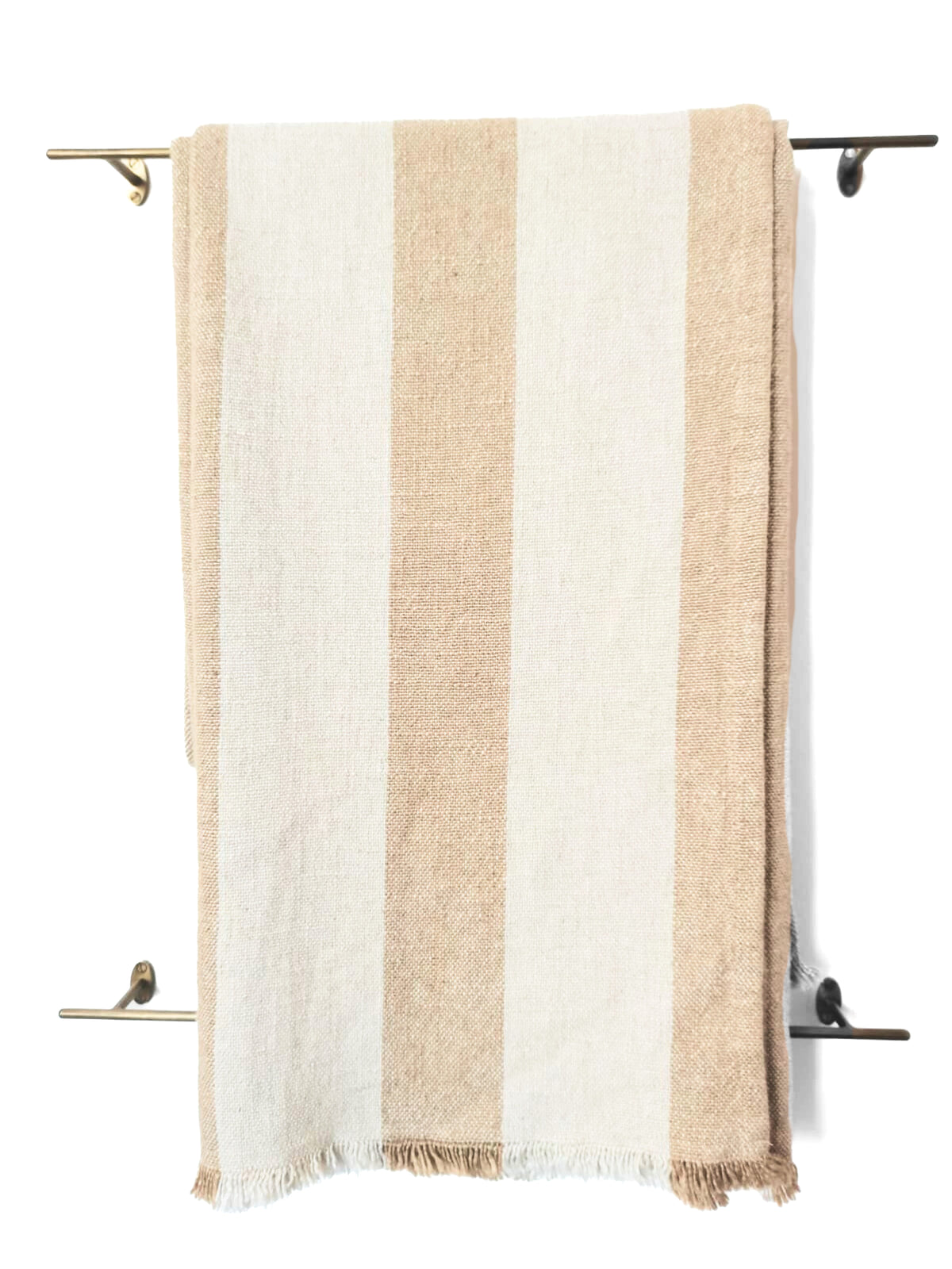 Linge de maison _ Jeté lin beige et marron