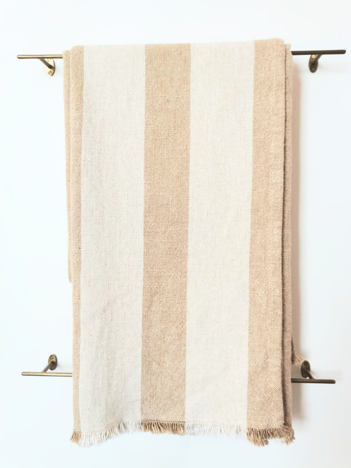 Household linen _ Beige and brown linen throw