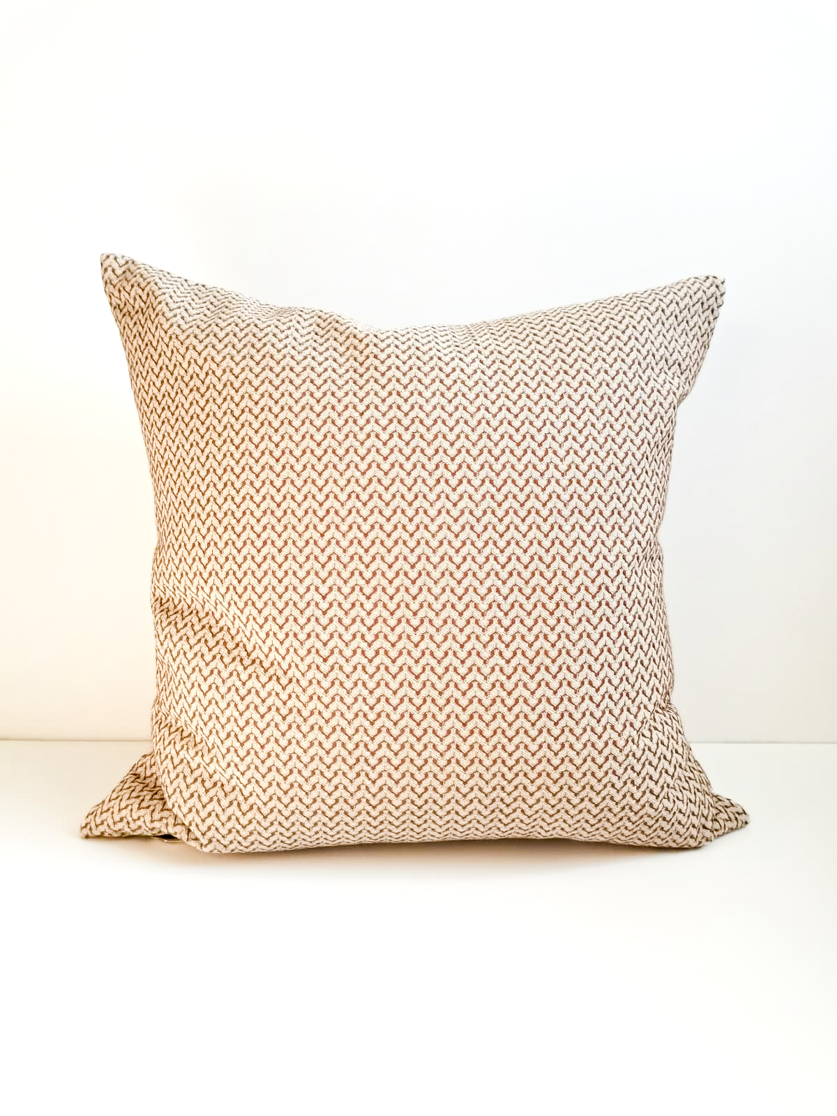 Cushion from Greece _ Beautiful ecru and rust herringbone