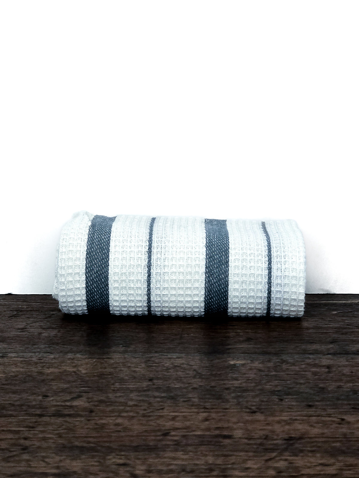 Linge de maison _ Cuisine _ Torchon _ Gaufré blanc lignes gris-bleu
