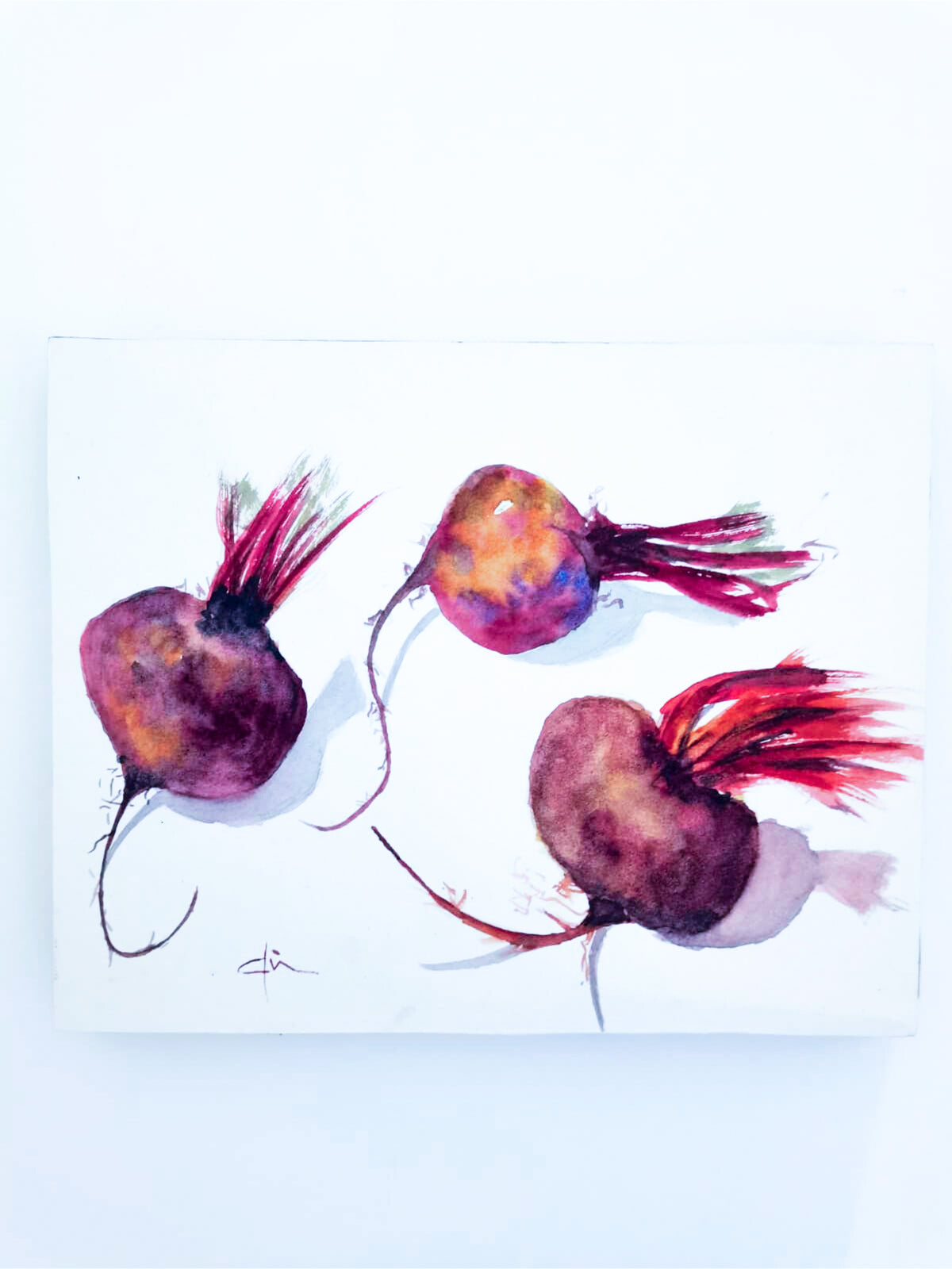 Art _ Diane Auger _ Trois betteraves marouflées sur bois _ Sur demande