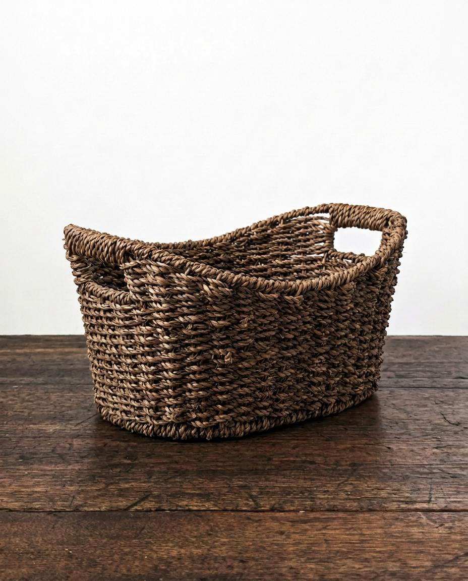 Accessoires _ Moyen Panier en forme de bateau tressé