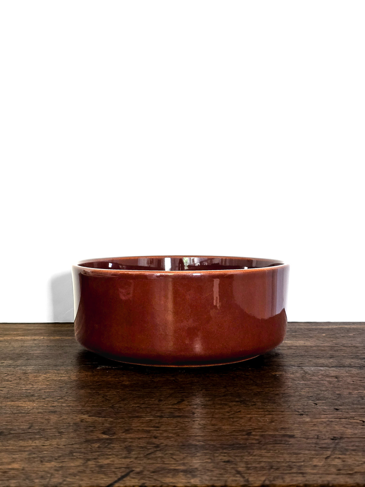Tableware _ Shallow brown glazed stoneware salad bowl