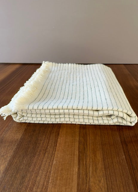 Accessories _ Ecru throw with black lines